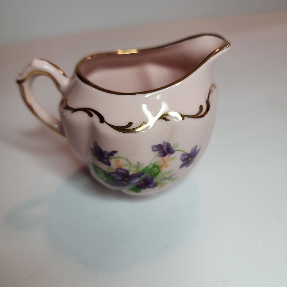 Leneige Vintage Pink and Gold Porcelean Tea Set With Purple Violets - Picture 11 of 16